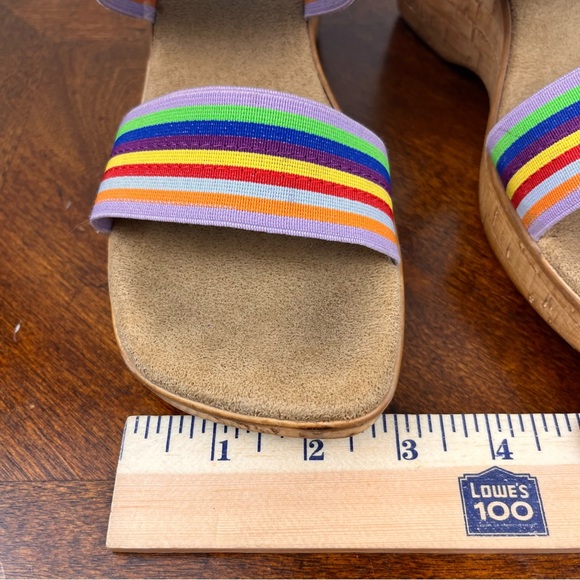 Italian Made Wedges Slip Ons Rainbow Elastic Straps 7M - Picture 11 of 11